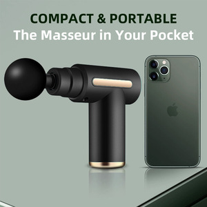 Pistolet de massage portatif, 5 têtes de massage, massage des tissus profonds, batterie au lithium rechargeable par USB, 12 niveaux de vitesse, moteur sans balais - Product Image 3