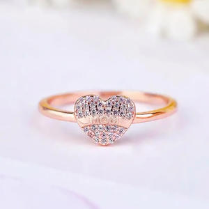 Anillo de corazón de diamante chapado en oro rosa, regalo para mujer, joyería de oro rosa de color G natural T0288 - Product Image 3