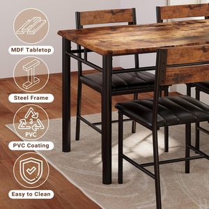 <span class=keywords><strong>Tavolo</strong></span> da Pranzo in Legno <span class=keywords><strong>con</strong></span> <span class=keywords><strong>Sedie</strong></span> Imbottite <span class=keywords><strong>per</strong></span> 4 Persone, Arredamento <span class=keywords><strong>per</strong></span> <span class=keywords><strong>Cucina</strong></span> e Sala da Pranzo - Product Image 4