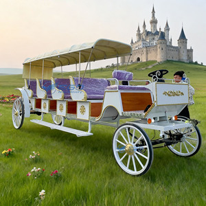 Luxury Four <b>Rows</b> purple Seat Sightseeing Victoria Horse-drawn Carriage Historic Royal Electric Wedding Carriage for Sale - Product Image 2