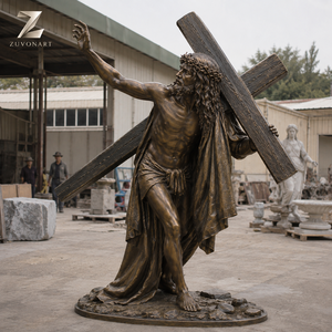 Escultura de Jesús Cargando la Cruz en Bronce Fundido a Mano, Estatua Cristiana de Tamaño Real para Iglesia, Catedral, Monasterio y Proyectos Religiosos - Product Image 3