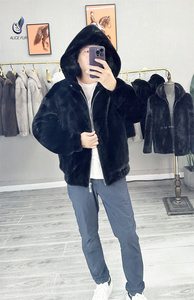 도매 럭셔리 디자인 남성 겨울 코트 맞춤형 따뜻한 후드 천연 밍크 모피 재킷 - Product Image 3