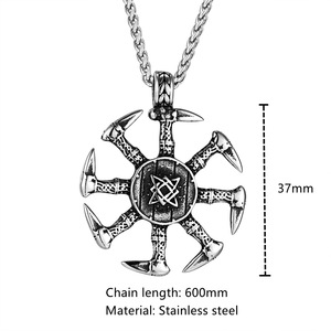Vintage Viking Style Men's Stainless Steel <b>Cross</b> Pendant Necklace 60cm Fashionable Geometric Design - Product Image 4