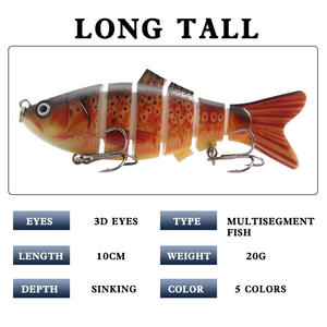 Leurre Articulé Multi-Segment en Plastique Dur XY-531 10cm 20g Cinq Couleurs pour la Pêche en Mer, Pêche au Poisson d'Eau Salée, Appâts pour Eaux Moyennes - Product Image 5