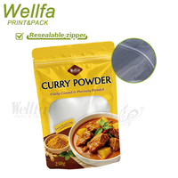 Sachet Doypack Personnalisé en Gros 100g 250g de Poudre de Curry de Qualité Alimentaire avec Fenêtre Transparente et Fermeture Éclair, Emballage pour Assaisonnements et Épices, Pochette Autoportante