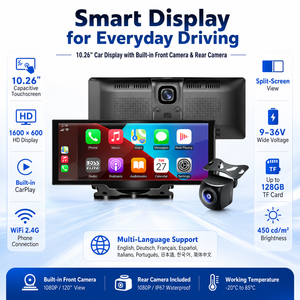 XYD Waterproof Touchscreen Dash <strong>Cam</strong> HD Car DVR with GPS Split Screen Monitor Front/Rear View Mirror <strong>Reverse</strong> Backup Camera - Product Image 3