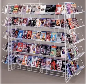 Commercio all'ingrosso di Vendita Al Dettaglio di Pavimento di Metallo Filo DVD Display Stand Rack