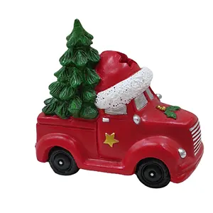 Country Living Santa in Red Truck Figurine, Resin red truck Decoration