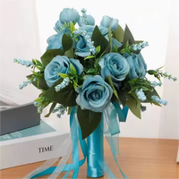 Custom Witte Champagne Kunstmatige Rozen Bloemen Decoratie Bruiloft Boeketten Voor Bruid Bruidsmeisje