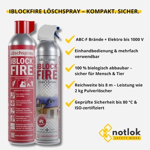 Estintore Spray Notlok Safety Work 600ml in Alluminio Classe A 200mpas |   IBlockFIRE <span class=keywords><strong>Gel</strong></span> Schiumogeno per Piccoli Uffici e Ambienti di Lavoro - Product Image 2