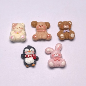 クマ、ウサギ、犬、ペンギンの樹脂チャームペンダント、ジュエリー製作、イヤリング、ネックレス、ブレスレット、DIYペンダント、装飾アクセサリー用 - Product Image 1