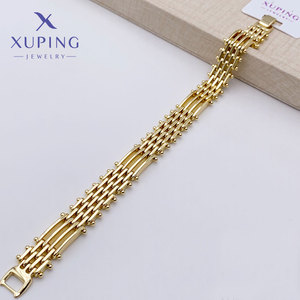 XUPING Jewelry Wholesale Bulk Minimalist Rapper Hip Hop 14k Gold Color Plated Fashion <strong>Copper</strong> Cuban Chain Link Men <strong>Bracelet</strong> - Product Image 4