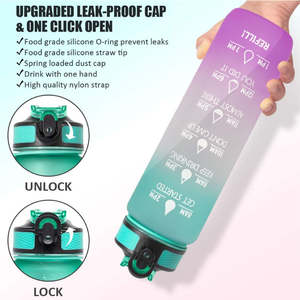 Botellas de agua motivacionales grandes de 32oz con marcador de tiempo y capacidad y pajita, a prueba de fugas, sin BPA y rampa de gradiente - Product Image 6