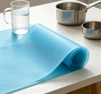 Set de table rectangulaire en silicone antidérapant, résistant à la chaleur, avec drainage, pour comptoir de cuisine et salle à manger