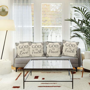 Ferme personnalisée citations chrétiennes dieu foi rustique planche de bois lin housse de coussin cadeaux chrétiens dieu bénisse jeter taie d'oreiller - Product Image 2