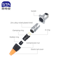 Conector RJ45 Impermeable IP67, Cable de Señal Circular Ethernet CAT5E CAT6, Enchufe Macho Ethercon de Metal para PC 8P8C