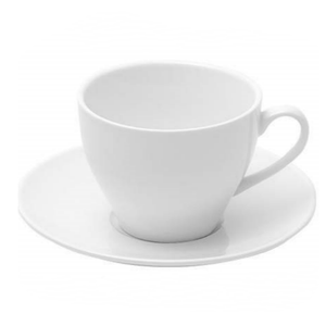 Tasse à thé et soucoupe en porcelaine uniques, ensemble élégant de tasses à cappuccino et de service à thé en céramique blanche unie - Product Image 3