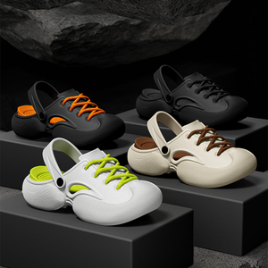 Sabots en EVA à plateforme épaisse pour hommes, blanc et vert fluo, à lacets, antidérapants, sandales de randonnée en plein air - Product Image 3