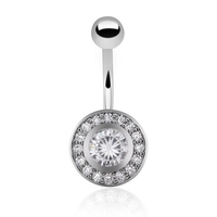 Lingchee personnalisé 14G hypoallergénique en acier chirurgical nombril anneau rond CZ nombril haltères corps Piercing bijoux