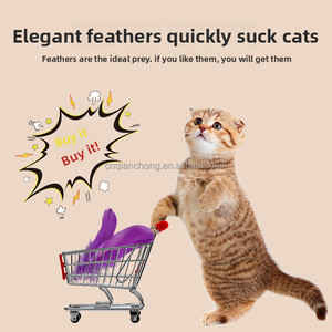 Intrekbare verenkatteaser van kleurrijk plastic met belletje, duurzaam interactief speelgoed voor katten - Product Image 3