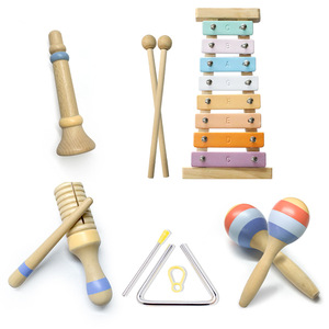 Wholesale Wooden Percussion <b>Instrument</b> Set With Xylophone Maraca Piccolo Flute Sound Tube For Kids <b>Music</b> Education And Play - Product Image 1