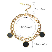 Bracelet chaîne en acier inoxydable plaqué or 18 carats, résistant à l'eau et inaltérable, bijoux noirs en gros, vente en vrac