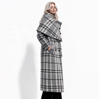 Manteau en laine pour femme - Élégant manteau long d'hiver à double boutonnage, chaud, imperméable, réversible, col en écharpe, logo personnalisé pour le bureau