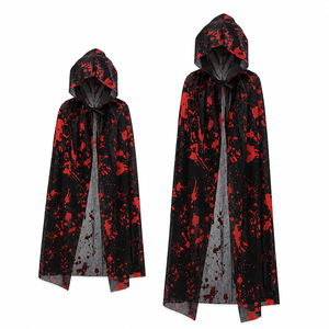 Cape à capuche en velours sanglant pour Halloween, accessoires de <span class=keywords><strong>déguisement</strong></span> pour fête, décorations, costume unisexe pour adulte, en stock, vente en gros - Product Image 2