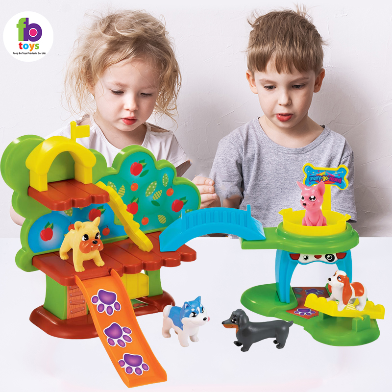 Education Animal Toy Set Other Pretend Toys Play Doll House Game Cute Pet Dog Ornament Slide Seesaw For Children Toys