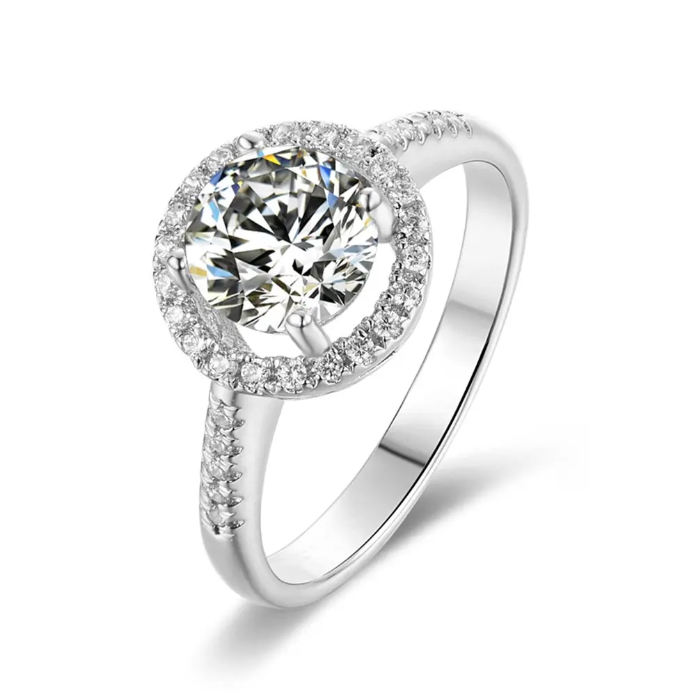 Moissanite jewelry 925 sterling silver round halo moissanite ring