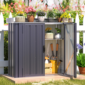 Abri de jardin vertical en métal OEM personnalisé avec portes, armoire à outils robuste pour l'extérieur, organisateur pour outils de jardin, pots et équipements - Product Image 3