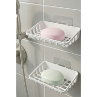 ATA HOME – Ensemble de porte-savon mural rectangulaire en plastique massif, minimaliste, auto-drainant, couleur personnalisable, avec ventouse pour lavabo de salle de bain