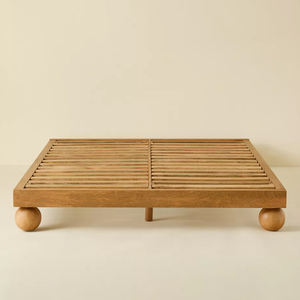 Design moderne Chambre à coucher Appartement Loft Chez l'habitant Lit double à cadre Hôtel King Size Panneau Latt Chêne Reine Plinthe Base Lits sans tête - Product Image 2