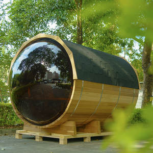 Sauna en baril de luxe pour 6 personnes en cèdre rouge, avec salle de bain et hammam combinés - Product Image 3