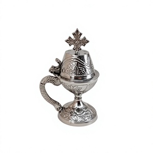 Quemador de Incienso Plateado Hecho a Mano con Cruz en la Parte Superior, Uso Religioso, Artículos de Regalo Cristianos para Todas las Temporadas, Diseños Personalizables, Ecológico - Product Image 1