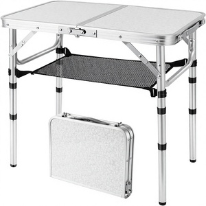 Mesa de Picnic Plegable, Mesa de Camping Pequeña, Altura Ajustable, Portátil, Ligera, de Aluminio, Rectangular, Mesa Auxiliar de Oficina - Product Image 1