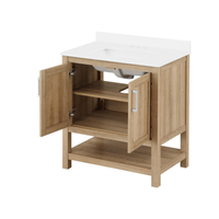 Meuble de salle de bain moderne sur mesure en mélaminé, ensemble de meubles de salle de bain avec vasque et deux portes, vente en gros