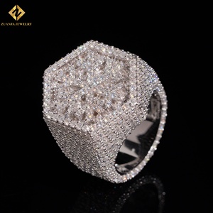 Anillo de Hombre con Diseño de Copo de Nieve, Plata de Ley S925, Moissanita, Hexagonal, Bañado en Rodio, Precio de Fábrica al por Mayor, Anillos Personalizados - Product Image 1