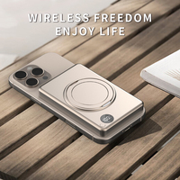 Banque d'alimentation sans fil magnétique 5000 mAh en alliage d'aluminium, chargeur portable avec béquille et support réglables