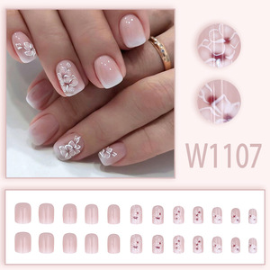 <span class=keywords><strong>Uñas</strong></span> Postizas Personalizadas de 24 Piezas, ABS, <span class=keywords><strong>con</strong></span> Pegamento, Color Blanco Hielo, Camelia, <span class=keywords><strong>Brillo</strong></span> <span class=keywords><strong>Dorado</strong></span>, Estilo INS, Cortas - Product Image 6
