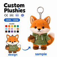 Porte-clés en peluche personnalisé ODM/OEM en coton, motif renard de la forêt, avec rembourrage en coton PP - Conception personnalisée en gros
