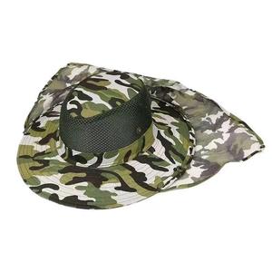 Chapeau de pêcheur camouflage respirant à large bord avec protection faciale, idéal pour la randonnée et la pêche en extérieur, style homme, pliable, en tissu Oxford - Product Image 3