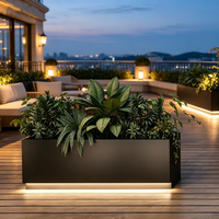 Jardinières rectangulaires personnalisables en acier inoxydable pour terrasses et cours extérieures – Ornement autoportant