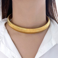 Ins populaire serpent collier ras du cou 18K plaqué or en acier inoxydable largeur élastique épais collier pour femme Hiphop bijoux