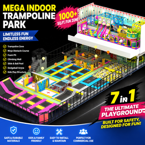Multi Level Adventure <b>Indoor</b> Playground with <b>Slide</b> for Kids 5-12 Years Old Business - Product Image 1