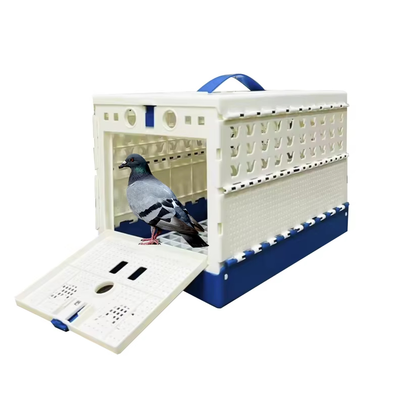 white plastic bird crate