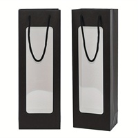 Sacs en papier kraft pour bouteilles de vin, design personnalisé, luxe, écologiques, avec fenêtre et poignées en corde, pour emballages cadeaux de champagne