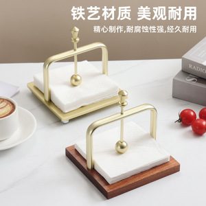 Sapele Wood Napkin Holder With Metal Frame Square Design For Coffee Shop Beverage Service Zone - Product Image 1