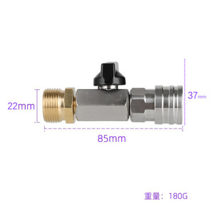 Vanne à bille en acier inoxydable, port 1/4 pouces, filetage 22 mm pour tuyau d'eau, pression de fonctionnement 700 Psi - Product Image 1