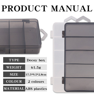 Boîte à leurres transparente à cinq compartiments en plastique blanc et gris pour accessoires de pêche et rangement d'appâts artificiels - Product Image 3